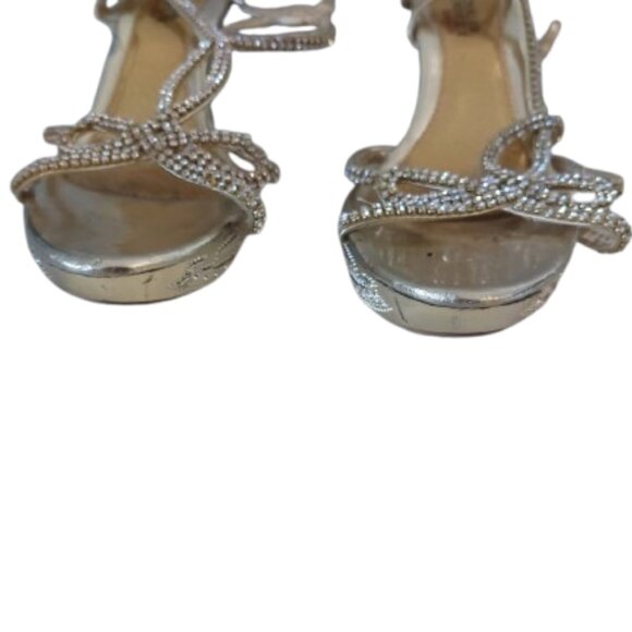 Michale & Bordeaux Rhinestone Silver Sandals Size 41 (equivalent to 9) - Picture 6 of 11